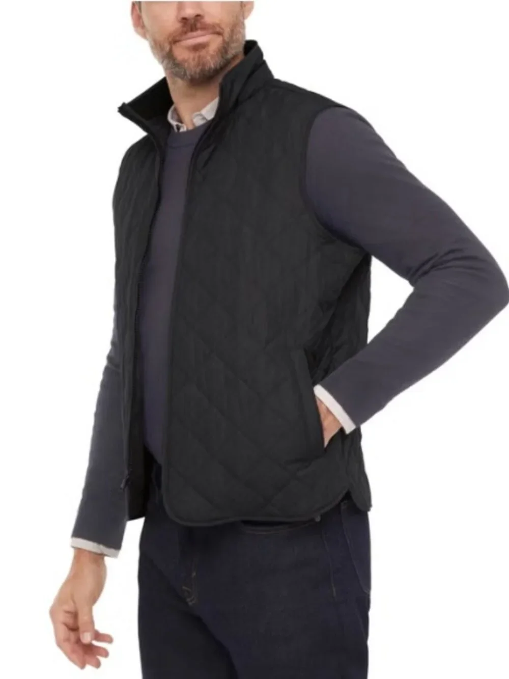 NWT Banana Republic Men's Quilted Full Zip Vest, Black
